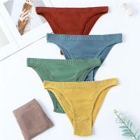 Tanga de algodón acanalado sin costuras para mujer, bragas de Bikini de cintura baja simples, ropa interior deportiva para niñas - details 5
