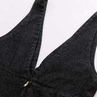 PB & ZA2025denim vestido con tirantes anchos y escote en V profundo, Falda corta acampanada a la moda informal, novedad de verano, ropa para mujer - details 6