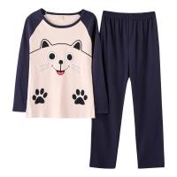 Pijama Para Mujer Estilo Casual De Dibujos Animados Niña Cuello Redondo Manga Larga Pantalones Homewear Adecuado Para Primavera Y Otoño - details 5