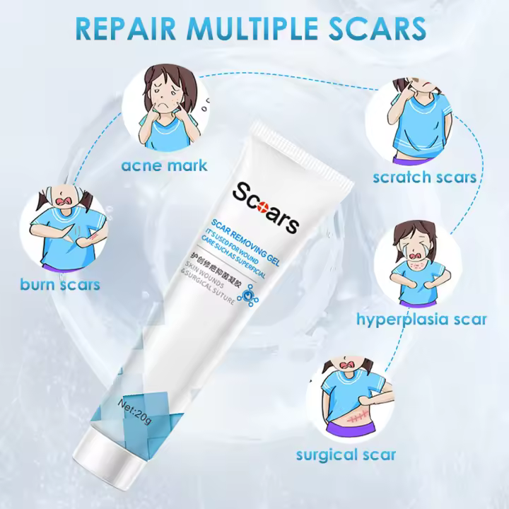 Crema para eliminar cicatrices, Gel reparador para el cuerpo y la cara, tratamiento para cubrir quemaduras y acné, Elimina estrías, reparación de la piel anticicatrices - 1