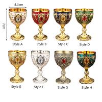 Copa de vino de Metal Vintage con relieve Medieval, copa con incrustaciones de diamantes de estilo europeo, copas de vino antiroturas para comunión - details 0