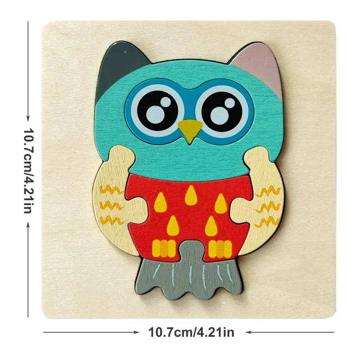 Rompecabezas 3D colorido para niños, juegos Montessori, animales de dibujos animados, Juguetes Educativos de madera para niños - 1