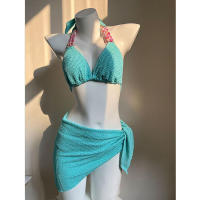 Trajes de baño halter de 3 piezas con tirantes y cuentas para mujer con falda de playa |   Trajes de vacaciones - details 4