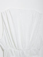 OUWU- Camisetas sin mangas con cintura elástica plisada para mujer, top vintage sin mangas con cuello en V, top elegante para mujer - details 4