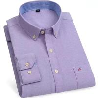 Camisas de algodón Oxford a cuadros informales y versátiles para hombre, con un solo bolsillo, manga larga, ajuste estándar, con botones, a rayas de guingán, 7XL, 6XL - details 18