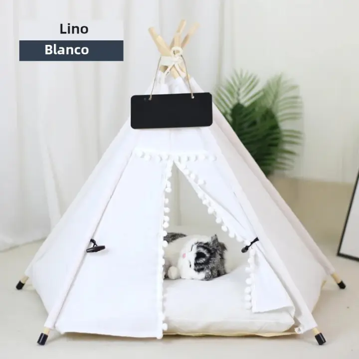 Carpa Para Mascotas Tepee Para Gatos Y Perros Casa De Perro Portátil Desmontable Lavable Con Almohada Y Tablero Para Pupusas Casa Para Gatos - 1