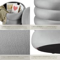 Taburete Almacenaje Bouclé, Carga: 120 kg, MDF, Puff Almacenaje, Taburete Dormitorio, Reposapies Puff, Zapatero Entrada Recibidor, Asiento Acolchado, Ideal Salón Hogar - 42 x 47 cm Crema - details 66