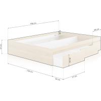 Cama con Almacenaje, Modelo Four, Acabado en Roble Canadiense, Medidas: 156 cm (Ancho) x 196 cm (Largo) x 37 cm (Alto) - details 3