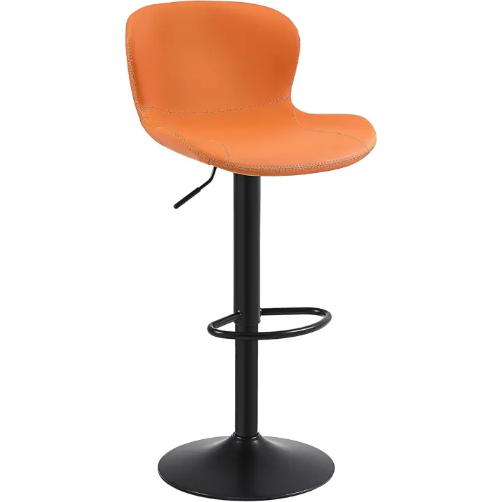 Cocina Juego de 2, Taburete de Bar Regulable en Altura en Cuero PU, Taburete Alto con Respaldo y - 1