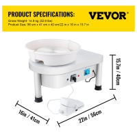 VEVOR-máquina de rueda de cerámica eléctrica, Kit de bricolaje, herramienta de arcilla - details 12