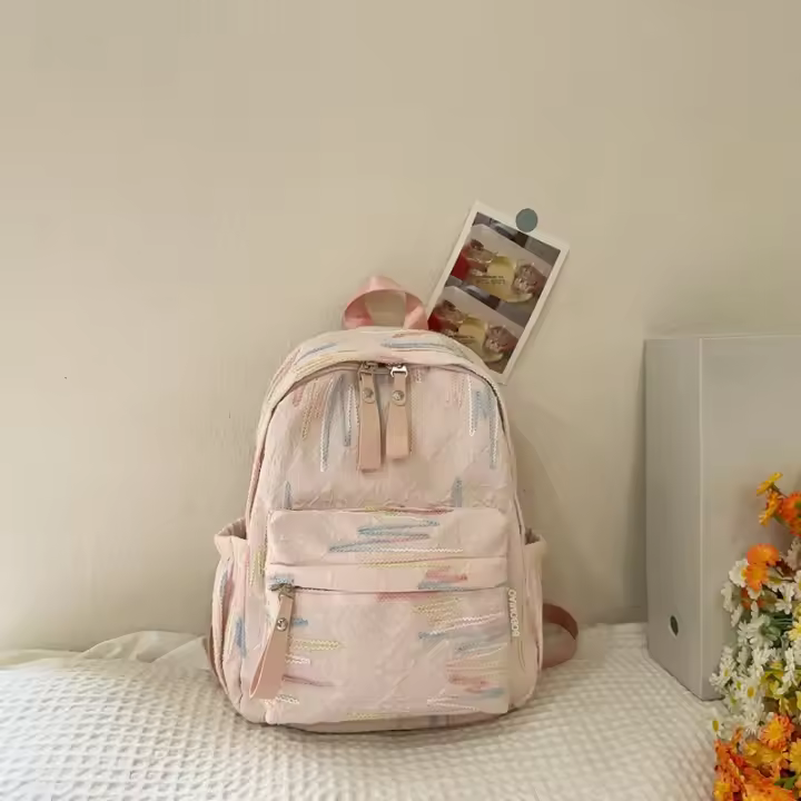 Mochila Escolar de Gran Capacidad Estilo Graffiti Sencillo y Versátil para Niñas - 1