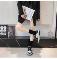 Zapatos blancos de plataforma de cuero, nuevas zapatillas versátiles en blanco y negro, zapatos de tablero de panda que aumentan la altura - details 13
