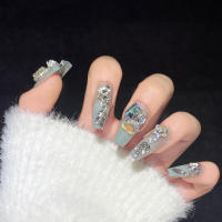 Uñas naturales irrompibles falsas, largas, hechas a mano, color verde claro, uso sencillo para uso diario y fiestas - details 5
