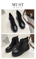 Moda casual muffin botas de mujer negras de suela gruesa con cordones y suela gruesa - details 14