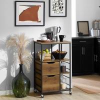 Carrito de Servicio Camarera con Ruedas Multiusos Mueble para microondas con 3 Cajones y 3 Estantes 53 x 37 x 89 cm ES - details 2