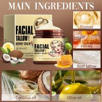 Bálsamo de miel y sebo de res batido, crema facial con acabado de hierba alimentada con pasto, bálsamo hidratante de miel y sebo batido, hidratante natural para rostro y cuerpo (2 botellas) - details 3