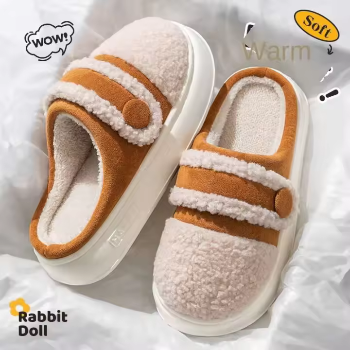 Zapatillas de algodón de suela gruesa para mujer, suela de EVA, punta cerrada, ropa de invierno, novedad de 2024 - 1