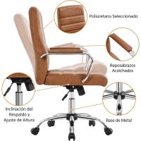 Silla Giratoria de Oficina Sillón de Trabajo con Respaldo Tapizado Asiento Sintético Altura Ajustable Negro - details 50