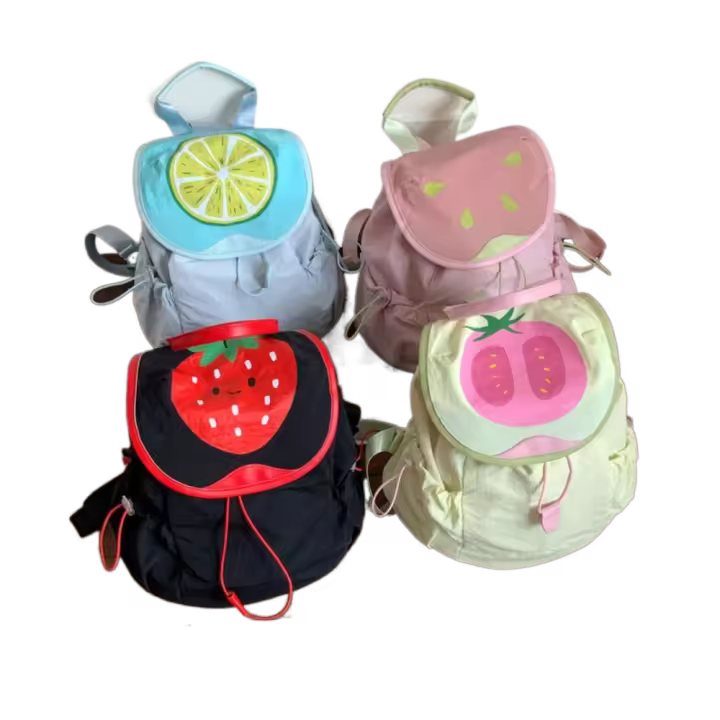 Mochila con cordón para exteriores de Color dopamina, mochila impermeable de nailon con frutas para viajes, bolsa para libros de viaje, bolso de hombro para senderismo - 1