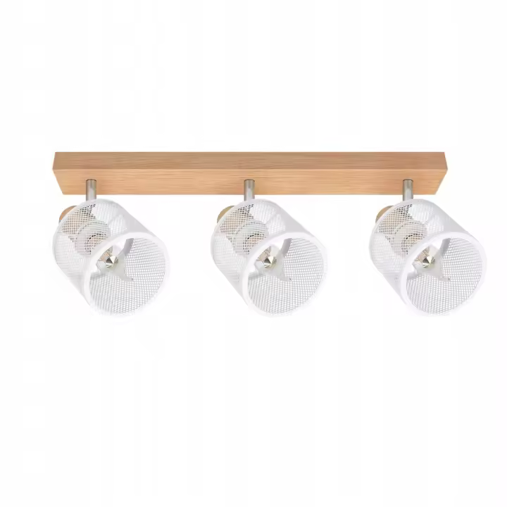 CBJKTX Plafón 3 focos blancos efecto madera - Plafón E14 regulable 350 °   4 bombillas máx 25w modernas para dormitorio - 1