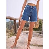 Pantalones cortos de mezclilla de moda casual sueltos de cintura alta para mujer - details 1