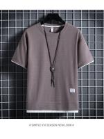 Conjunto De Verano Para Hombre Camiseta Y Shorts Deportivos Casual Color Sólido Talla Grande Estilo Libre Sin Cierre - details 14
