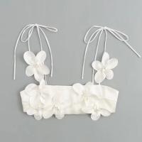 BUNO-Tops cortos elegantes con cordones y tirantes finos con flores en 3d para mujer, Tops de tubo sin mangas con espalda descubierta, Tops de playa a la moda para mujer 2024 - details 1