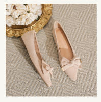Tendencia francesa solo zapatos de mujer 2025 nuevo estilo de hadas arco versátil gamuza puntiaguda zapatos planos - details 15