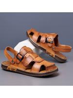Sandalias de verano 2025 para hombre Auténtica piel, con punta, para exteriores, conducción, antideslizantes, playa, estilo moderno - details 1