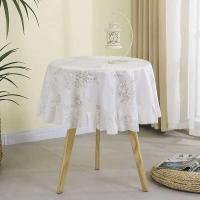 Mantel ENCE blanco retro europeo ahuecado, cubierta de mesa central, tela antipiscina para sala de estar, mesa de comedor redonda, - details 6