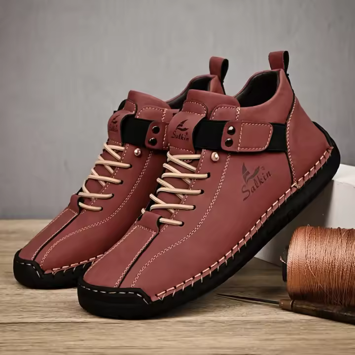 Zapatos Casuales de Cuero Hechos a Mano para Hombre 2024 Zapatillas Deportivas Transpirables para Exteriores - 1
