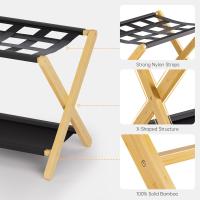 Maletas, Portaequipajes Bambú con 5 correas, Reposa Maletas para Hogar Hotel, Soporta hasta 60kg (2, Natural) - details 4