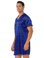 Camisón de satén para hombre y mujer, ropa de dormir de manga corta con cuello en V, ropa de dormir para el hogar, ropa de dormir con abertura lateral, albornoz para dormir - details 39