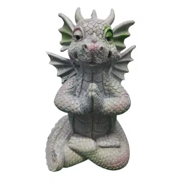 Estatua de dragón de resina Zen Yoga dragón decoración del jardín del hogar dragón Buda esculturas artísticas para patio trasero al aire libre porche - 1