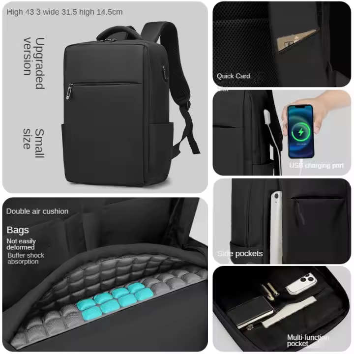 Mochila para Laptop de Doble Capa de Almohadilla de Aire Impermeable, Resistente al Desgaste, Estilo Sencillo y Elegante para Hombres y Mujeres Viaje de Negocios Casual para Primavera/Verano - 1