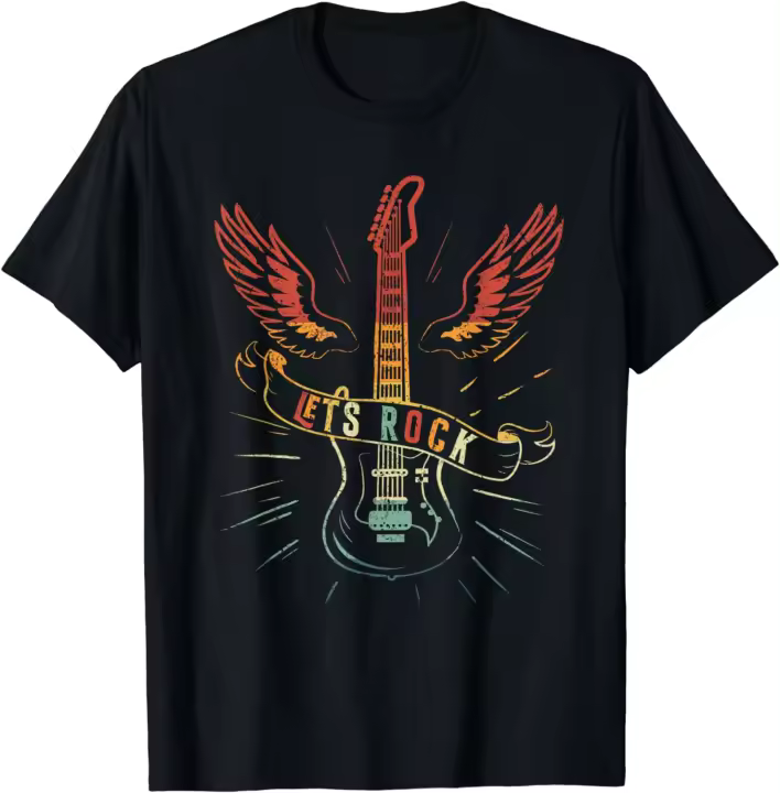 Camiseta para amantes de la guitarra Retro Lets Rock n Roll - 1