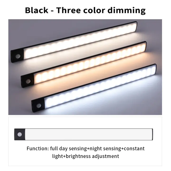 Luz nocturna con sensor inteligente del cuerpo humano, tres colores en uno, iluminación magnética autoadhesiva, luz debajo del gabinete, ultrafina - 1