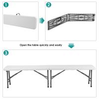 Banco plegable de plástico de 6 pies/183 cm, banco portátil para jardín al aire libre con asa de transporte para picnic, camping, cena, fiesta, 2 piezas - details 3