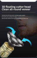 Kemei-afeitadora de Metal con Cabeza de Buda para hombre, máquina de afeitar Facial lavable, en seco y húmedo, 3 cabezales, recargable, 6710 - details 2