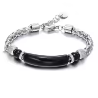 Pulseras Hombre de Acero Titanio y Ojo de Tigre, Diseño Industrial con Piedras Naturales, Joyería Masculina Atrevida, Regalos para Hombre 2025 - details 3