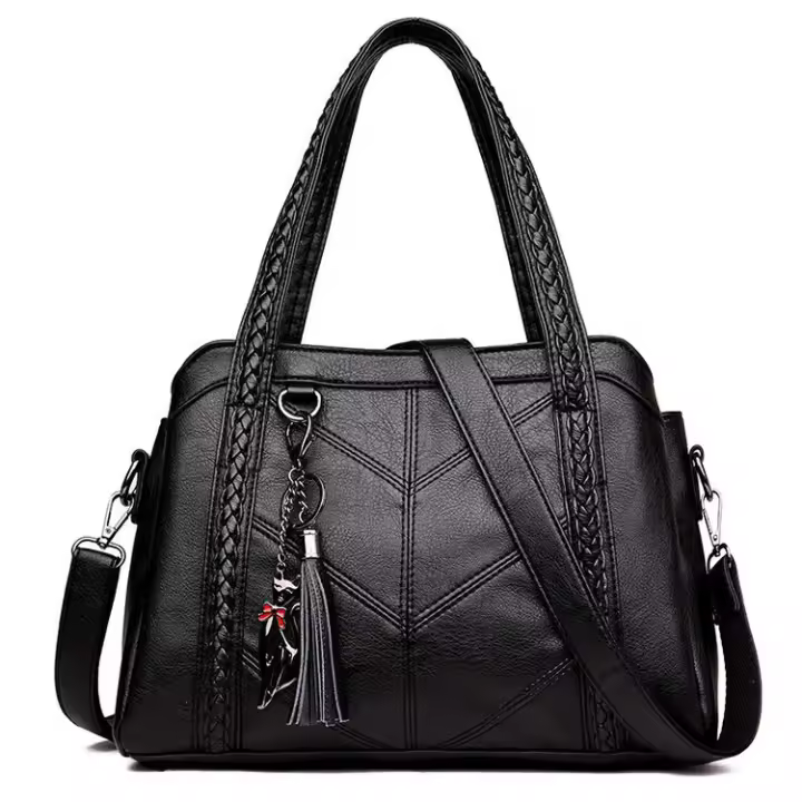 Bolso de mano con Colgante de lujo para Mujer, Bandolera de cuero PU, de gran capacidad, Con ASA - 1