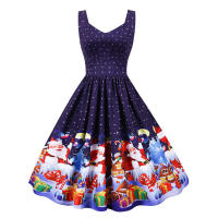 Women vintage spaghetti strap floral print high waist elegant sleeveless a-line party midi dress - details 72