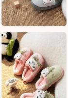 Panda de dibujos animados de felpa, pantuflas térmicas de algodón, zapatos de algodón de felpa para niños - details 5