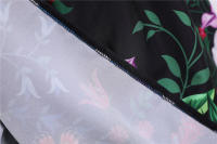 Women vintage spaghetti strap floral print high waist elegant sleeveless a-line party midi dress - details 8