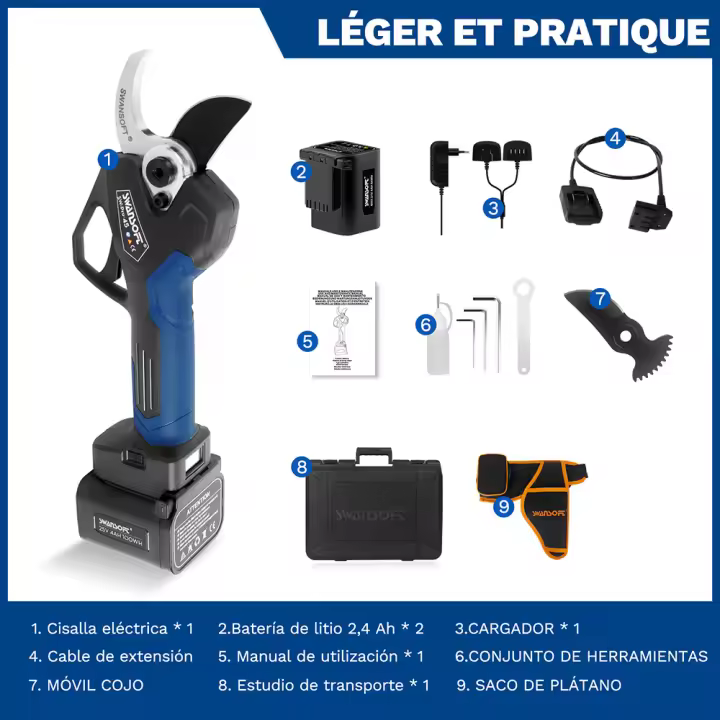 Cortapodas Inalámbricas Eficientes Tijeras de Podar de 45MM con Batería de 2pcs - 1