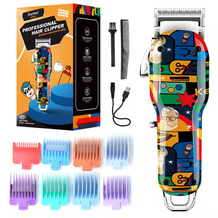 Kemei-cortadora de pelo recargable para hombre, cortadora de pelo profesional eléctrica, potente máquina de corte de pelo ajustable - 1