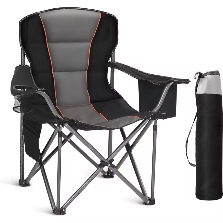 plegable resistente al aire libre, silla de campamento con portavasos y bolsa enfriadora, soporta 450 - 1