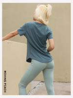 Camiseta deportiva de manga corta para mujer, Top ligero de gimnasio, suave y transpirable, CTQ - details 9