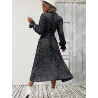 Floral para mujer, elegante vestido bonito de manga larga con cordones en la solapa, 2025 - details 11