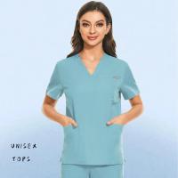 Uniforme para enfermería de Hospital, Tops para cirugía, camisas de manga corta para mujer, ropa de trabajo para clínica Dental, blusa de enfermera, ropa de médico negra - details 7